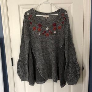 Knit bell sleeve sweater